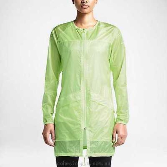Nike Womens Transparent Packable Light Wind Running Lime Midi Jacket Small S - Picture 8 of 8